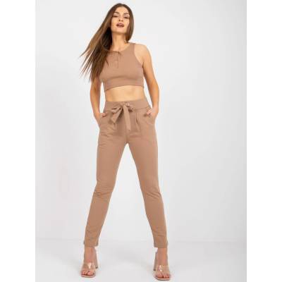 Rue Paris Sweatpants-RV-DR-7459.01X-light brown hnedá