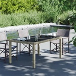vidaXL Градинска маса 150x90x75 см закалено стъкло и полиратан бежова (316710)