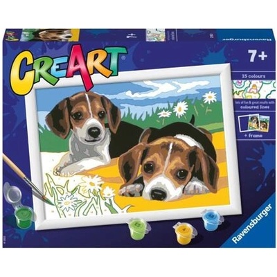 RAVENSBURGER CreArt 24 x 18 cm Malování podle čísel Štěňata Jack Russella