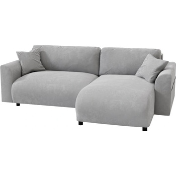 ROPEZ Светлосив кадифен ъглов диван (променлив) Lorine - Ropez (Lorine Narożnik L z f.spania - Prawy tk. Riviera 91)