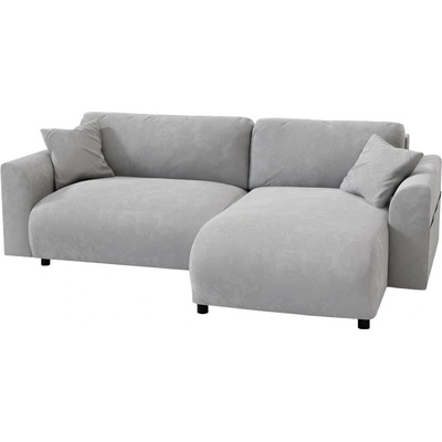 ROPEZ Светлосив кадифен ъглов диван (променлив) Lorine - Ropez (Lorine Narożnik L z f.spania - Prawy tk. Riviera 91)