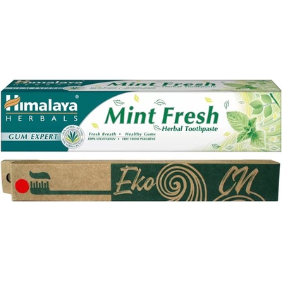 Himalaya х Еко Си Комплект - Паста за зъби Mint Fresh, 75 ml + Четка за зъби, асортимент