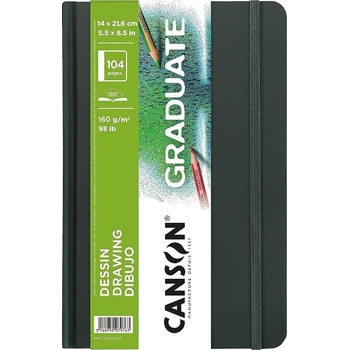 Canson Book Hardbound Long Side Graduate Drawing Скицник 52 21, 6 x 14 cm 160 g Portrait (C31200L038)