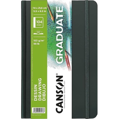 Canson Book Hardbound Long Side Graduate Drawing Скицник 52 21, 6 x 14 cm 160 g Portrait (C31200L038)