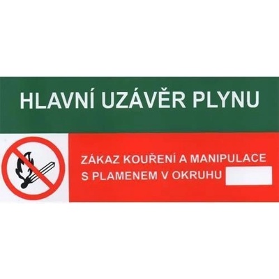 Manutan Informační bezpečnostní tabulka - Hlavní uzávěr plynu, Zákaz kouření a manipulace s plamenem, samolepicí fólie