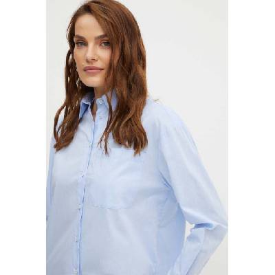 MAX&Co. Памучна риза MAX&Co. дамска в синьо със свободна кройка с класическа яка 2418111024200 (2418111024200)