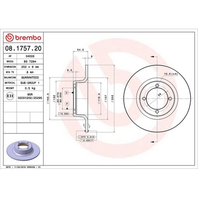 Brzdový kotouč BREMBO 08.1757.20 – Sleviste.cz