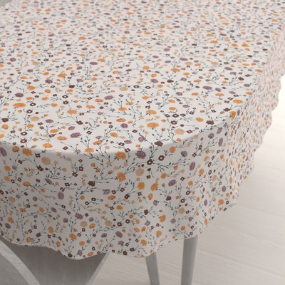 Biante bavlna oválny obrus Sandra SA-720 Oranžovo-hnedo-béžové drobné kvietky na smotanovom 140x160 cm
