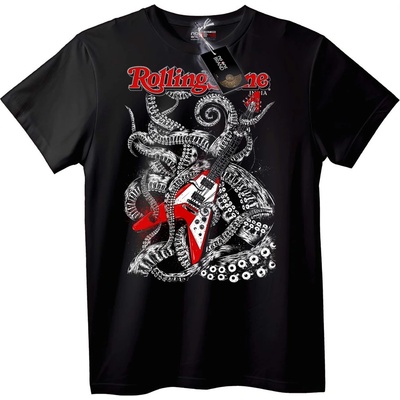 NOONEBRAND Тениска Rolling Stones Октопод с китара - 7XL, Black