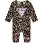 Guess Ромпър за бебе момиче с леопардов десен и розово лого Guess