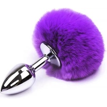 AfterDark Butt Plug with Pompon Silver/Purple Size S