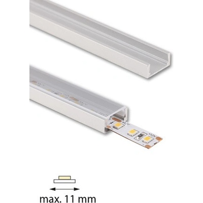 ML-761.003.74.2 Přisazený hliníkový profil PG2 16x8mm včetně čirého difuzoru 2m