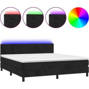  Боксспринг легло с Матрак + Топ матрак и LED, черно, 160x200 см, кадифе - elemento - 960,00 лв