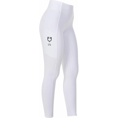 Equestro jazdecké legíny X FISE slim fit biele s plným gripom Biela