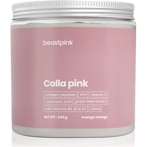 GymBeam Colla Pink прах за приготвяне на напитка с колаген вкус Mango & Orange 240 гр