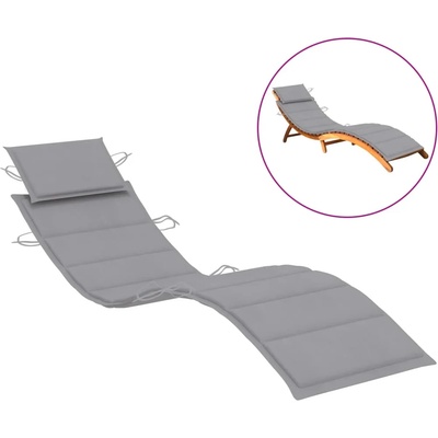 vidaXL Шалте за шезлонг, сиво, 186x58x4 см, Оксфорд плат (314159)