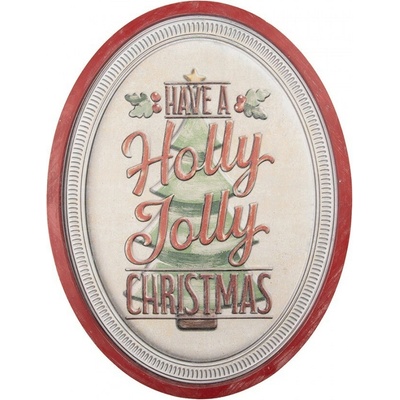 Nástěnná kovová cedule Holly Jolly Christmas - 62*2*47 cm - Clayre & Eef