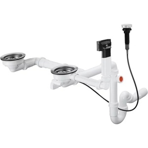 Hansgrohe D17 11 автоматичен сифон за двойна гранитна мивка (43938000) Мивка за вграждане
