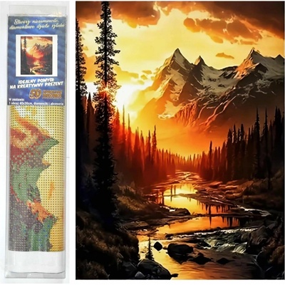 NORIMPEX Diamantové malování Horská řeka při západu slunce 30x40cm – Zbozi.Blesk.cz