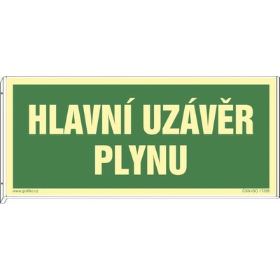 Grafiko | Hlavní uzávěr plynu (montáž na stěnu) - Text obrázku oboustranný, Materiál Hliník, Rozměr 200x100mm