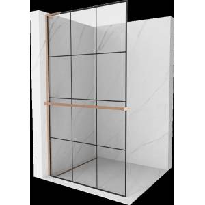 Mexen Kioto+ L душ панел с рафт Walk-in 110 x 200 cm, черна решетка, четкан мeд - 800-110-123-65-77 (800-110-123-65-77)
