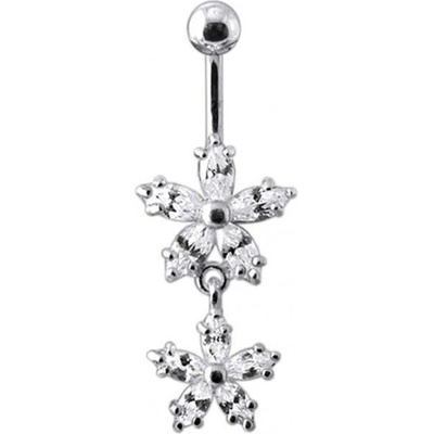 S4U Stříbrný piercing do pupíku kytičky (čirá) BP01117-C
