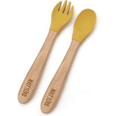 Malý Ježko Detský silikónový príbor MINI Mustard Yellow 2 ks