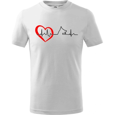 Nemecký ovčiak ekg tričko detské biela