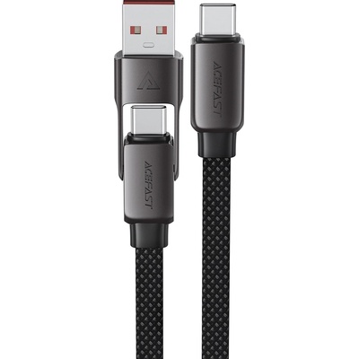 ACEFAST - Кабел за данни (C13-04) - Бързо зареждане, Type-C към USB, Type-C, 60W, 3A, Устойчив на огъване, Цинкова сплав, 1.2 м - Черен