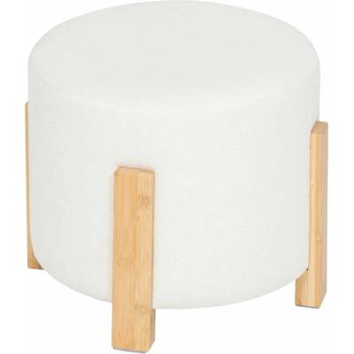 Atmosphera Taburet bouclé s bambusovými nohami, průměr 32 cm