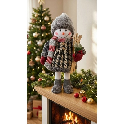MagicHome Dekoracia Snehuliak dievča s lyžami 50 cm