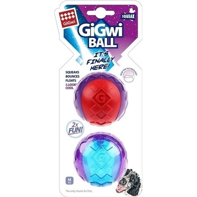 GiGwi Hračka pro psy Ball míček M pískající, 2 ks