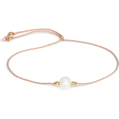 AGATO Šňůrkový náramek s perlami HE05R3G-LP