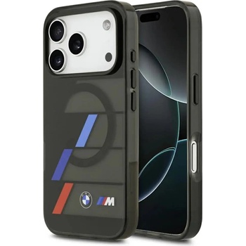 BMW Калъф BMW M IML Metal Buttons Tricolor Lines MagSafe за iPhone 17 Pro Max - черен