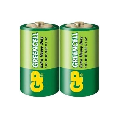 GP Batteries Цинково-карбонова батерия GP 14G-S2 Greencell, R14, 2 бр. в опаковка / Shrink, 3500 mAh, 1.5 V, GP-BM-14G-S2