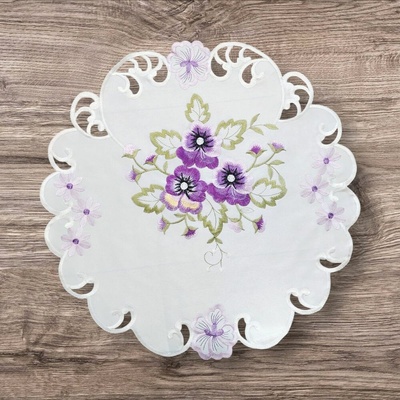 Raebel Biely obrus Vyšívaný kruh 40cm 1875 biela Polyester 40x40cm
