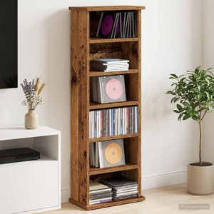 vidaXL Кабинет за CD Старо дърво 60 x 17 x 92 см Инженерна дървесина (8012758)