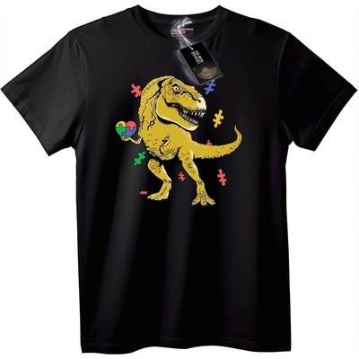 NOONEBRAND Тениска Динозавърски Пъзел Сърце - 2XL, Black