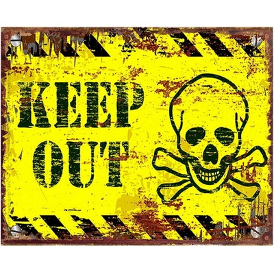 Černo-žlutá nástěnná kovová cedule Keep Out – 33x1x25 cm
