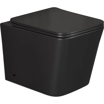 Inter Ceramic Стояща тоалетна чиния ICC 5436MB, седалка и капак, порцелан, черен мат, 56x40x35см (5436MB)