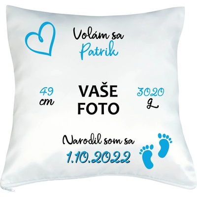 FOTOpošta Vankúš s fotkou Narodil som sa 40x40