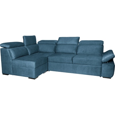 TEDIVA Ляв ъглов диван havana с механизъм за сън - Морско синьо (mmamldplm-clo74)