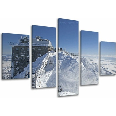 Obraz Lomnického štítu v zime na plátne — 5-dielny set - 100x80 cm