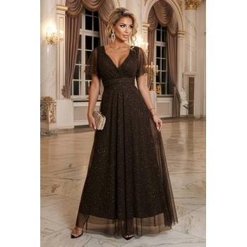 numoco basic Дълга рокля с брокат в кафяв цвят 635-4nmc-2738 - Кафяв, размер uni