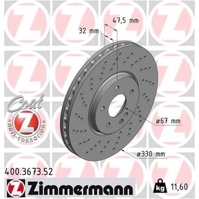 Brzdový kotouč ZIMMERMANN 400.3673.52 (400367352)