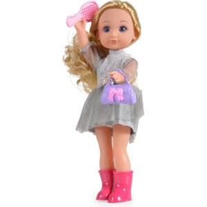 Moni Кукла Moni Toys - Със сребриста рокля и розови ботуши, 36 cm (109302)