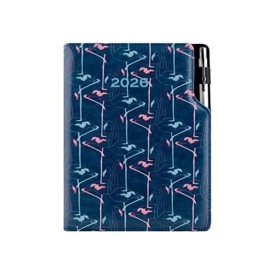 Design B6 týdenní 2026 modrá Flamingo