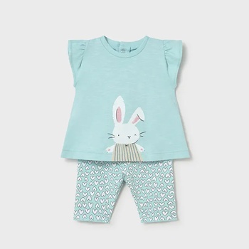Mayoral Комплект с легингс в цвят анасон със зайче за новородено момиче Mayoral