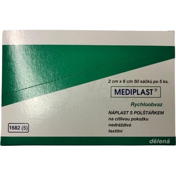 Mediplast textilná náplasť delená 6 cm x 2 cm 5 ks