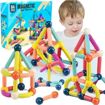 ABC Better Toys Detské vzdelávacie magnetické stavebnice Montessori 64 El.